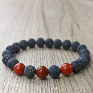 Red Jasper 8mm Lava Bead Stretch Bracelet